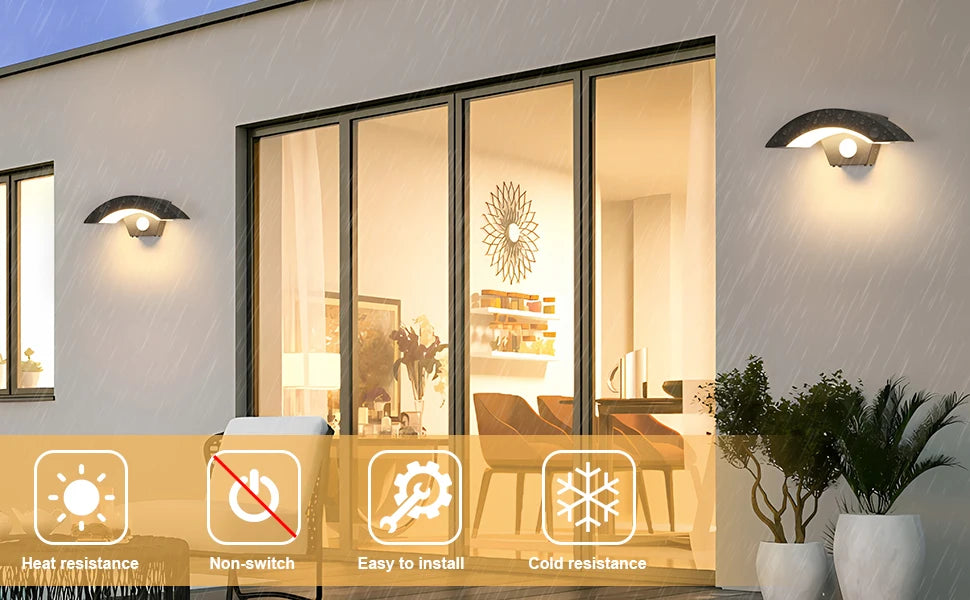 Curved Frame Motion Sensor Wall Lamp
