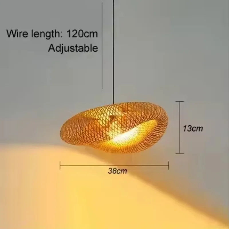 Bamboo Pendant Light Handmade Rattan Woven Hanging Lamp