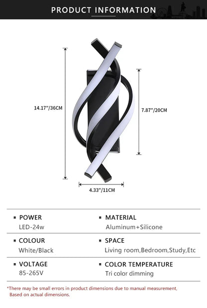 Curved Spiral Design LED Wall Lamp