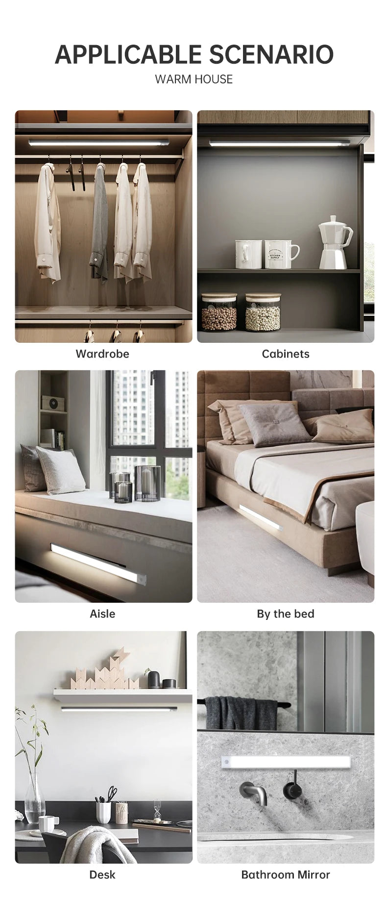 LED Motion Sensor Light USB Rechargeable Under Cabinet Light