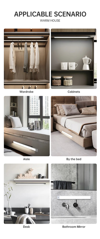 LED Motion Sensor Light USB Rechargeable Under Cabinet Light