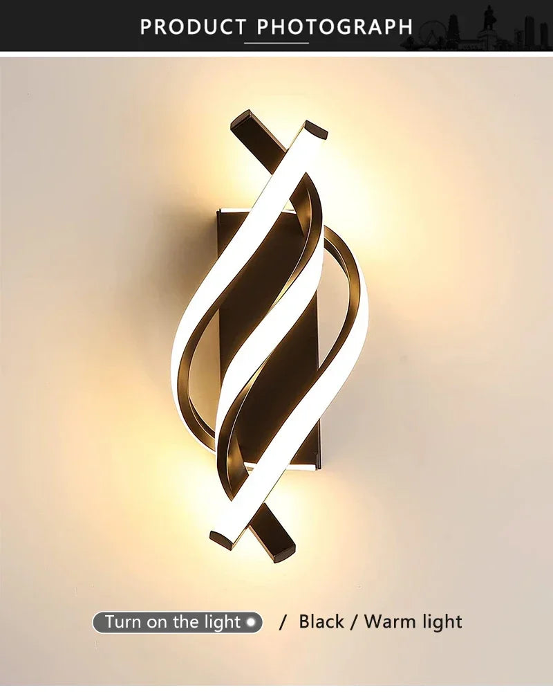 Curved Spiral Design LED Wall Lamp