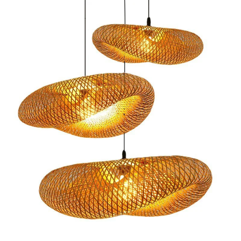 Bamboo Pendant Light Handmade Rattan Woven Hanging Lamp