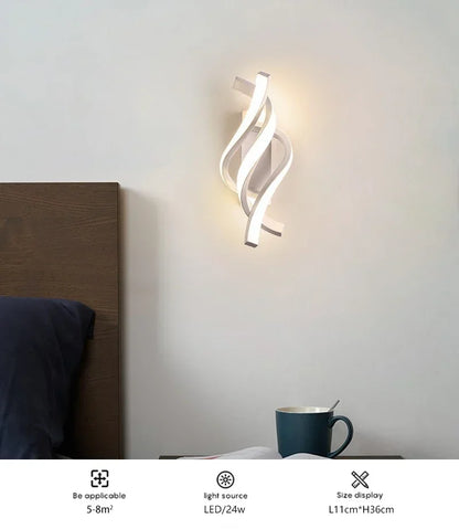 Curved Spiral Design LED Wall Lamp