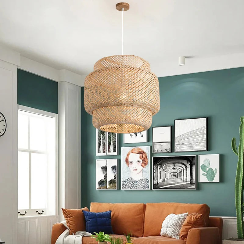 Bamboo Pendant Light Handwoven Hanging Lamp