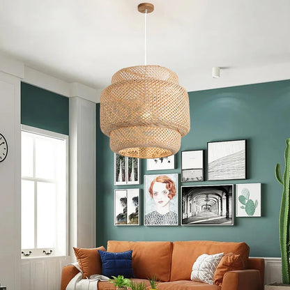 Bamboo Pendant Light Handwoven Hanging Lamp