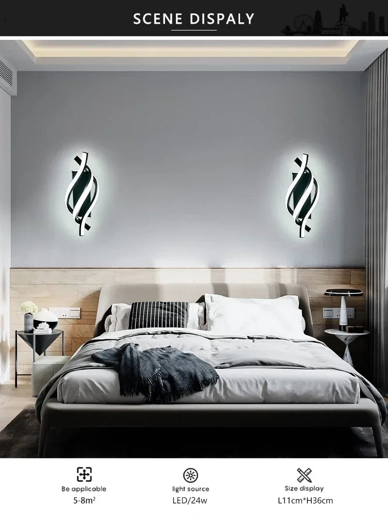 Curved Spiral Design LED Wall Lamp