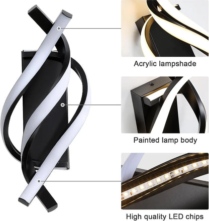 Curved Spiral Design LED Wall Lamp