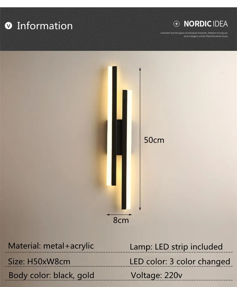 LED Wall Sconce Lighting Dimmable Acrylic Wall Lamp