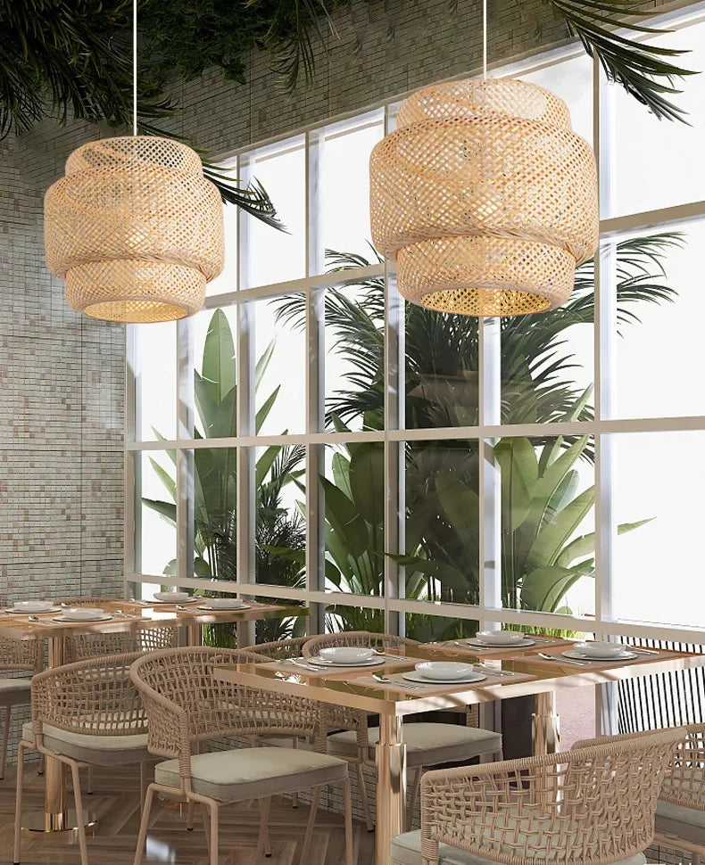 Bamboo Pendant Light Handwoven Hanging Lamp