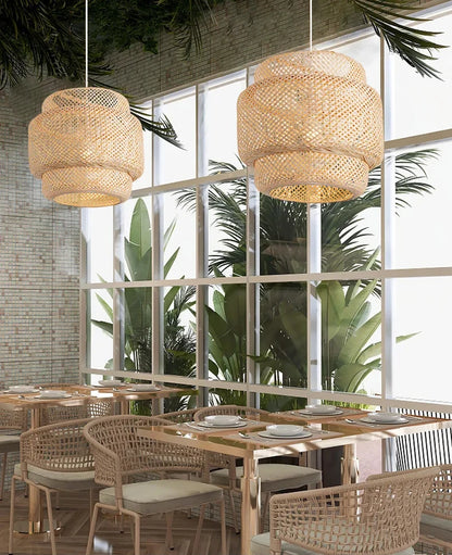 Bamboo Pendant Light Handwoven Hanging Lamp