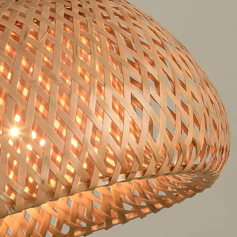 Bamboo Pendant Light Handwoven Rattan Hanging Lamp
