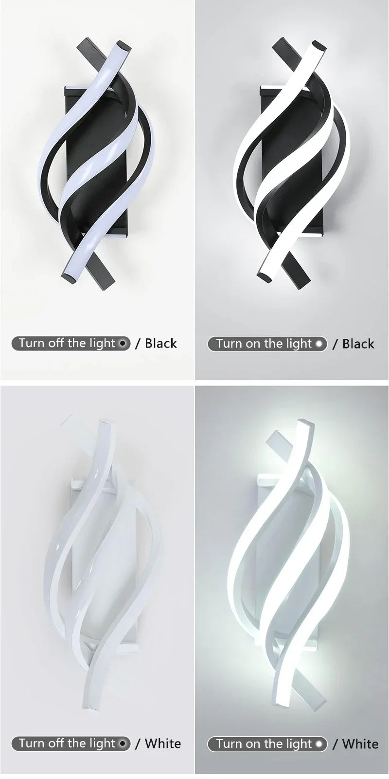Curved Spiral Design LED Wall Lamp
