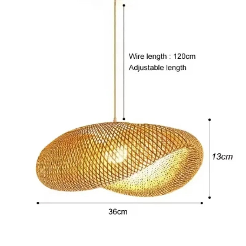 Bamboo Pendant Light Handmade Rattan Woven Hanging Lamp