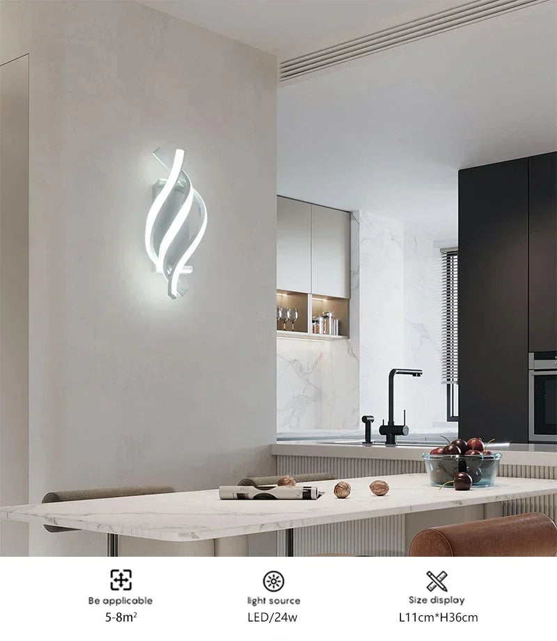 Curved Spiral Design LED Wall Lamp