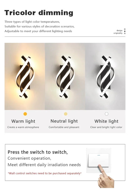 Curved Spiral Design LED Wall Lamp