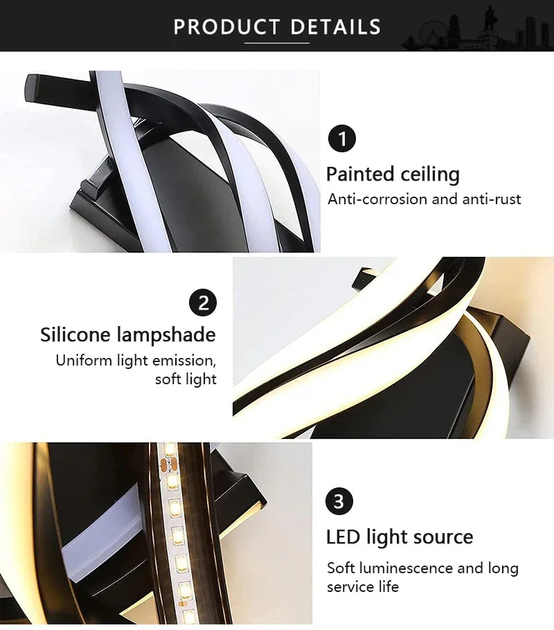 Curved Spiral Design LED Wall Lamp