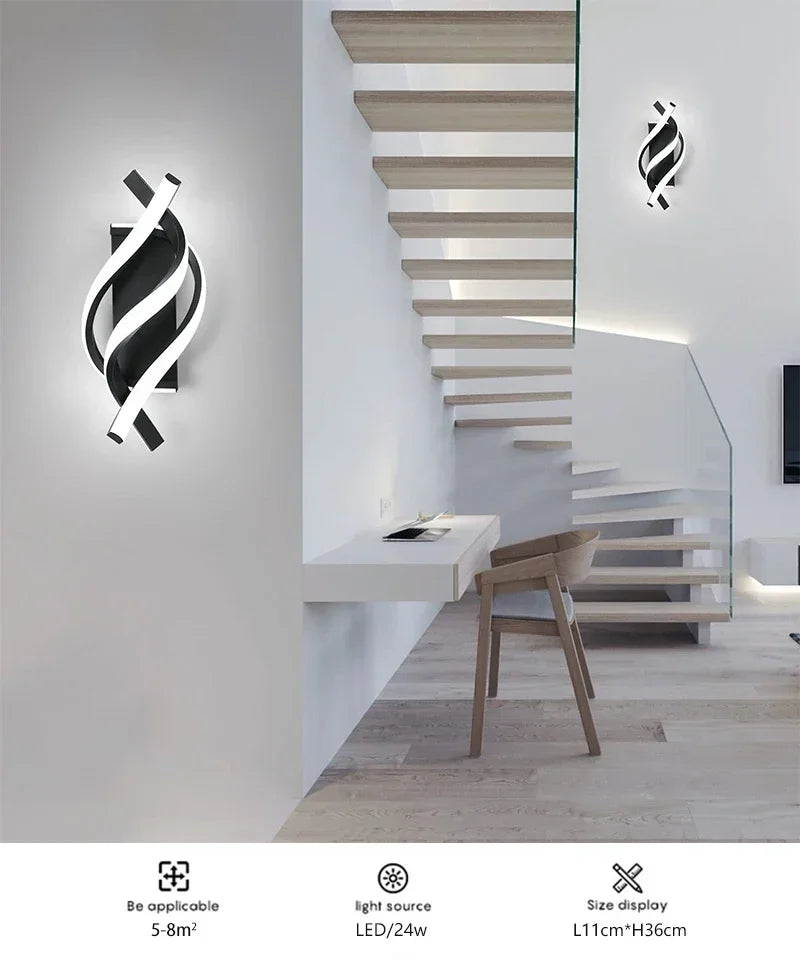 Curved Spiral Design LED Wall Lamp
