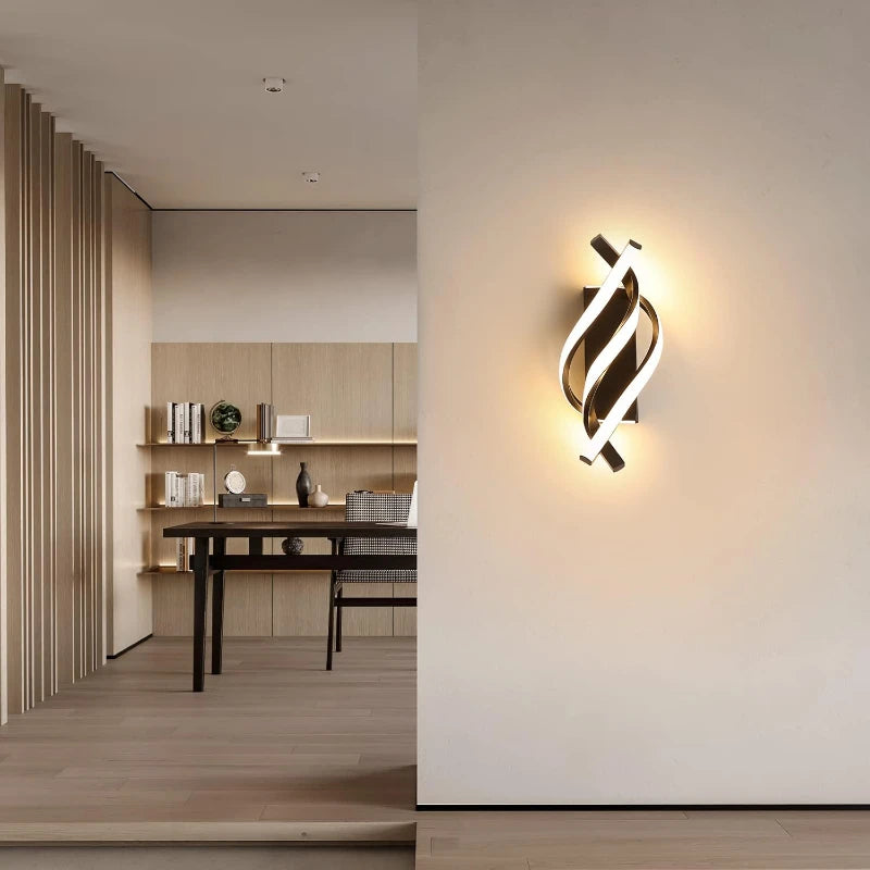 Curved Spiral Design LED Wall Lamp