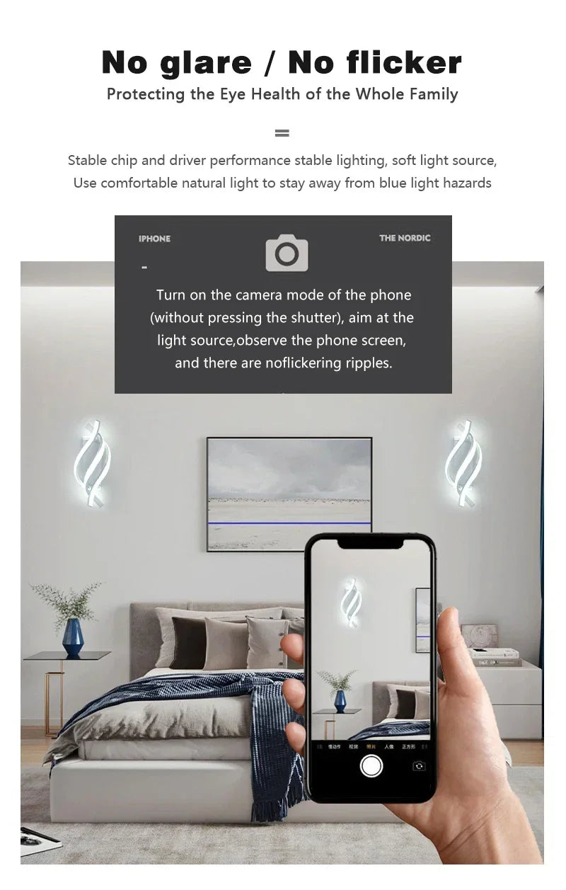 Curved Spiral Design LED Wall Lamp