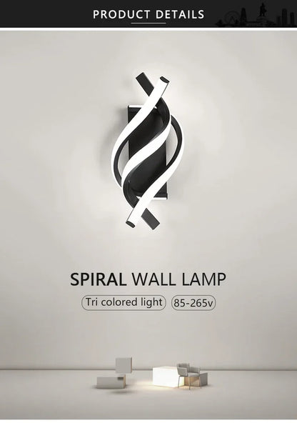 Curved Spiral Design LED Wall Lamp