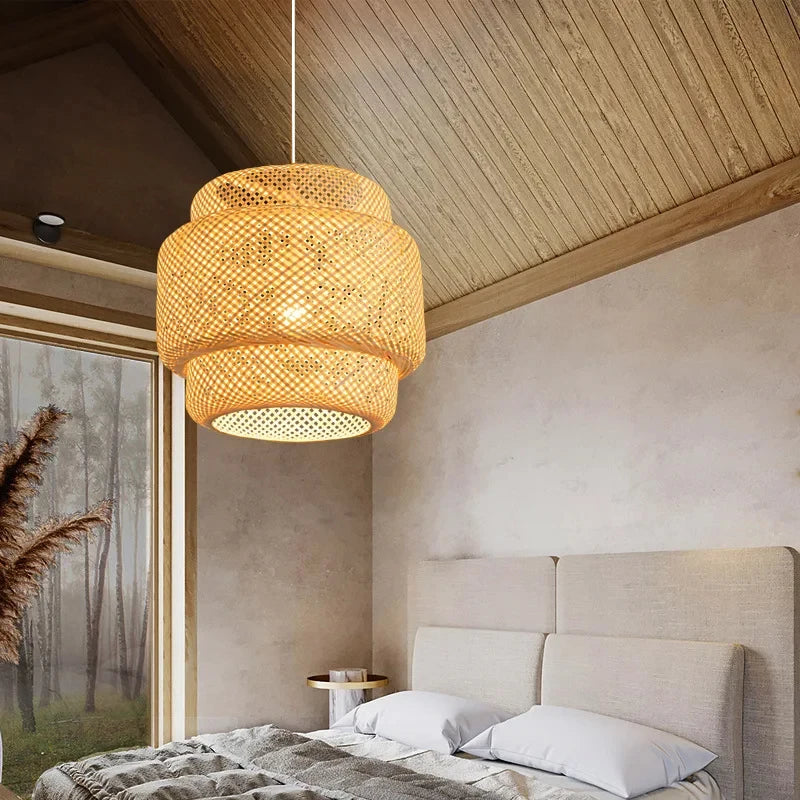 Bamboo Pendant Light Handwoven Hanging Lamp