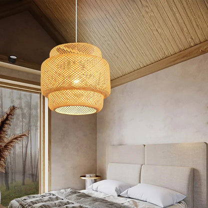 Bamboo Pendant Light Handwoven Hanging Lamp