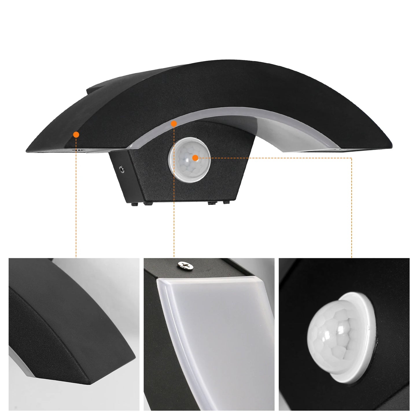 Curved Frame Motion Sensor Wall Lamp