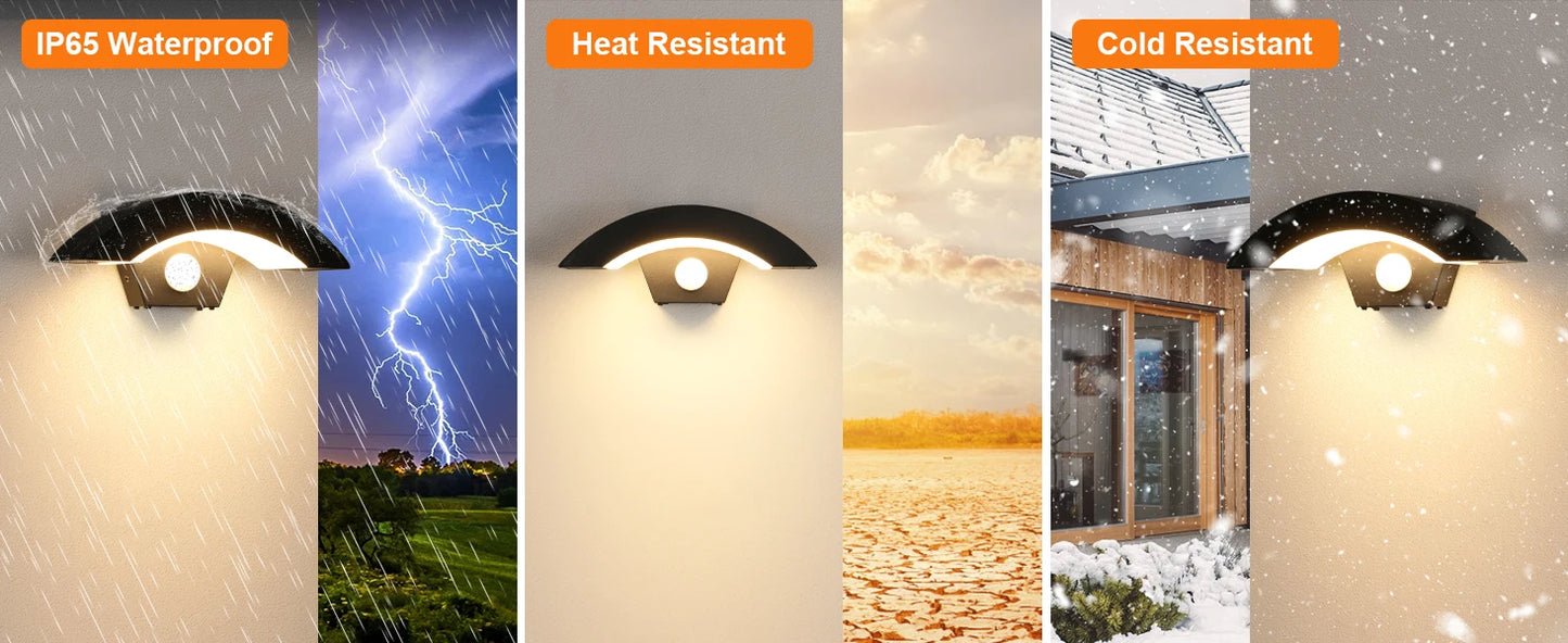 Curved Frame Motion Sensor Wall Lamp